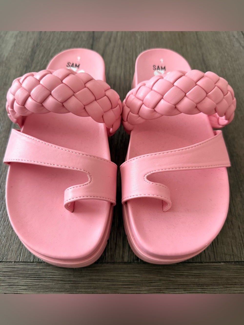 Sam & Libby Coral Pink Braided Slides